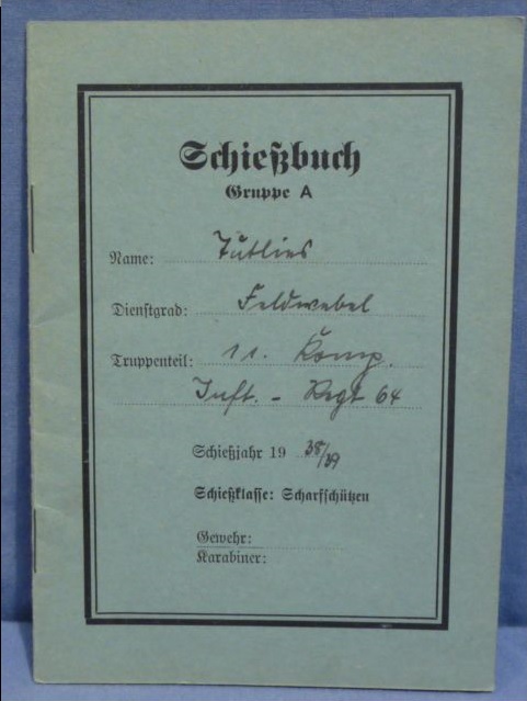 Original WWII German Soldier's Schiebuch (Shooting Book) for Rifle