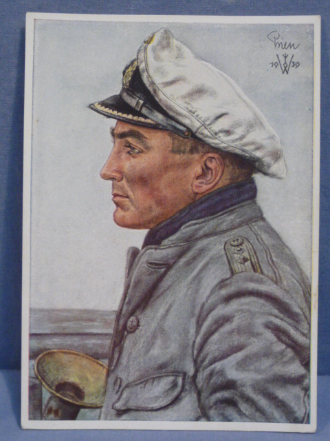 Original WWII German Personality Postcard, U-Boat Kapitnleutnant Gnther Prien