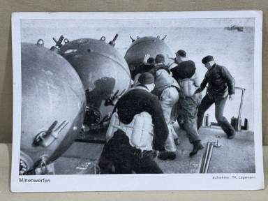 Original WWII German Kriegsmarine Photo Postcard, Minenwerfen