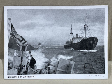 Original WWII German Kriegsmarine Photo Postcard, Nachschub im Geleitschutz