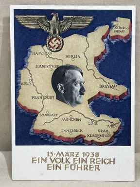 Original 1938 German Postcard, One People One Reich One Leader