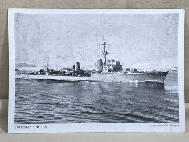 Original WWII German Kriegsmarine Photo Postcard, Zerstrer luft aus