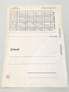 Original WWII German FELDPOST Letter/Envelope with 1943 Calendar
