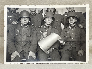 Original Pre-WWII German Humorous Photograph, Transitional Helmets!
