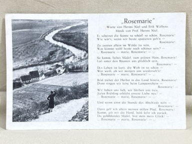 Original Nazi Era German Song Postcard, Rosemarie