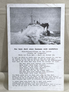 Original WWII German Military Song Postcard, Das kann doch einen Seemann nicht erschttern