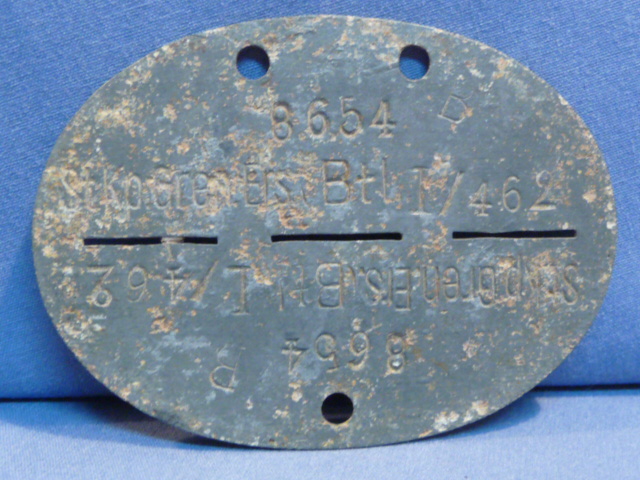 Original WWII German Heer (Army) ID Tag (Erkennungsmarke), St.Kp.Gren.Ers.Btl. I/462