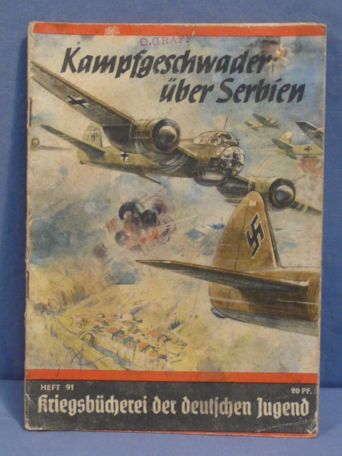 Original WWII German War Library of the German Youth Book, Kampfgeschwader �ber Serbien