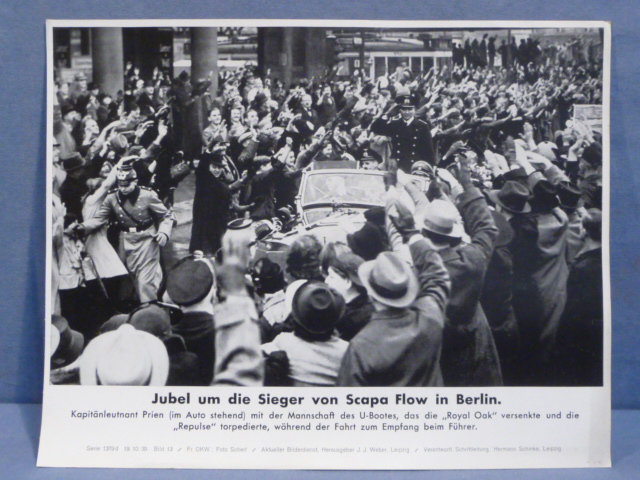 Original WWII German OKW Print, Winners of Scapa Flow in Berlin