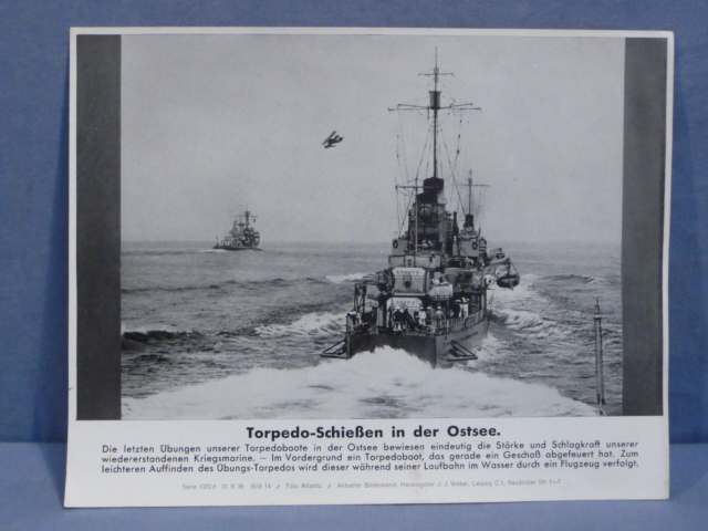 Original WWII German OKW Print, Torpedo Shooting in the Baltic Sea
