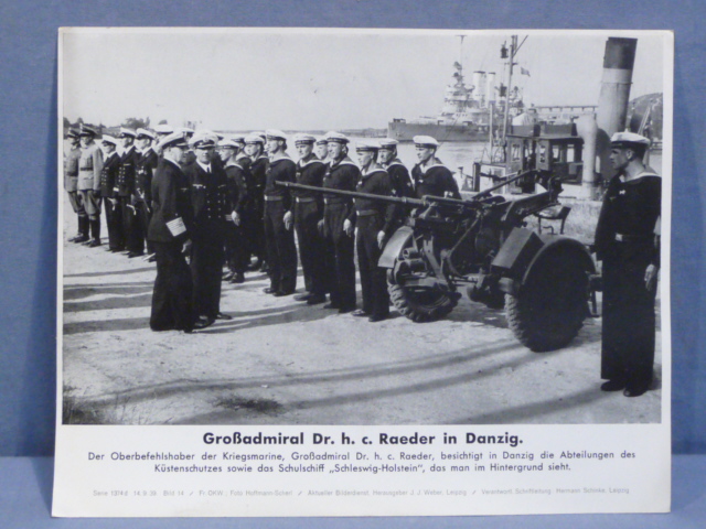 Original WWII German OKW Print, Gro�admiral Dr. h. c. Raeder in Danzig