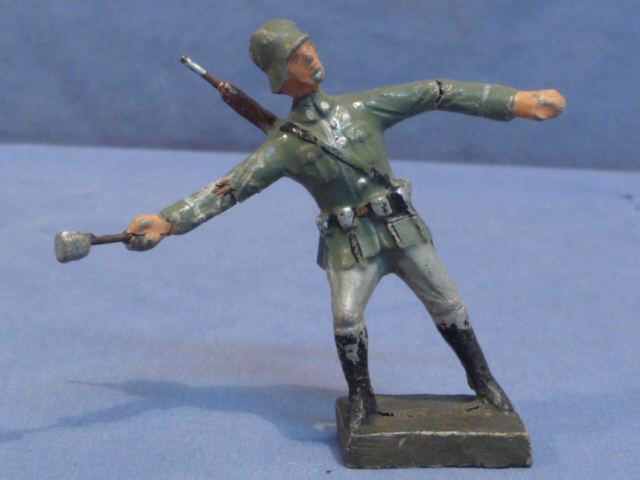Original Nazi Era German Toy Soldier Throwing Grenade