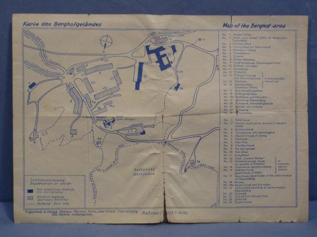 Original Early POSTWAR German Tour Map to the Berghof Area