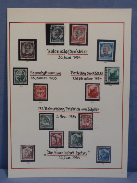 Original Nazi Era German Set of Colonial Commemoration (Kolonialgedenkfeier) Postage Stamps, MOUNTED