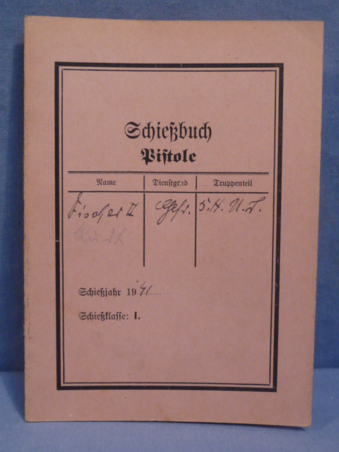 Original WWII German Soldier's Schie�buch (Shooting Book) for Pistol