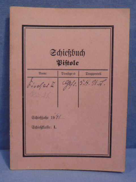 Original WWII German Soldier's Schiebuch (Shooting Book) for Pistol