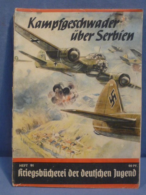 Original WWII German War Library of the German Youth Book, Kampfgeschwader über Serbien