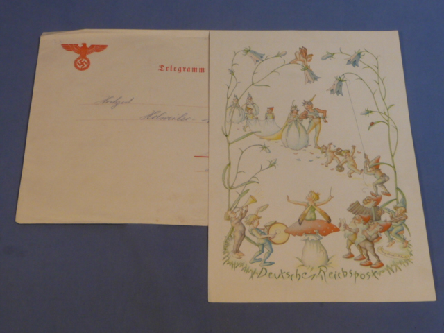 Original Nazi Era German Fancy Telegram with Envelope