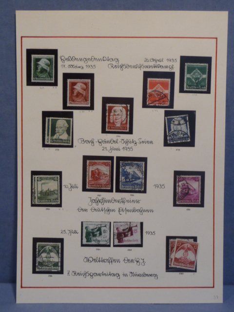 Original Nazi Era German Set of 1935 Stamps, MOUNTED