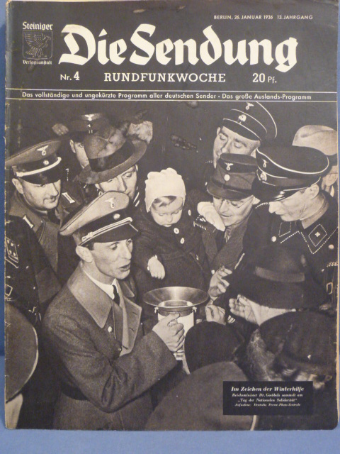 Original Nazi Era German Signals Weekly Magazine, Die Sendung GOEBBELS!