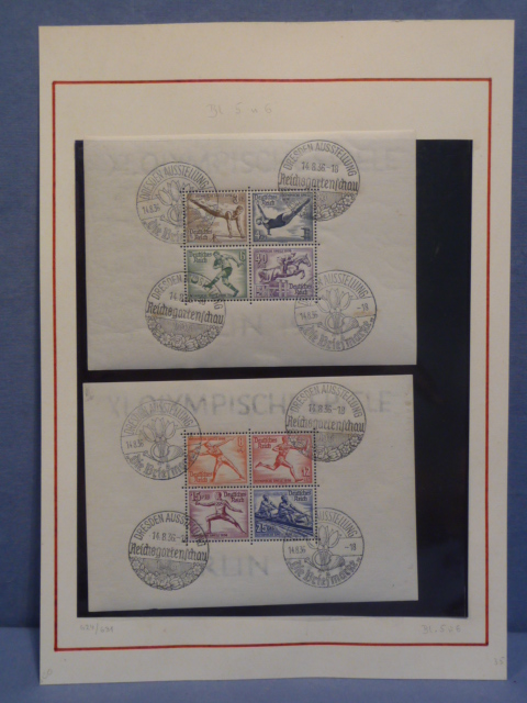 Original Nazi Era German Set of 1936 Stamps, MOUNTED