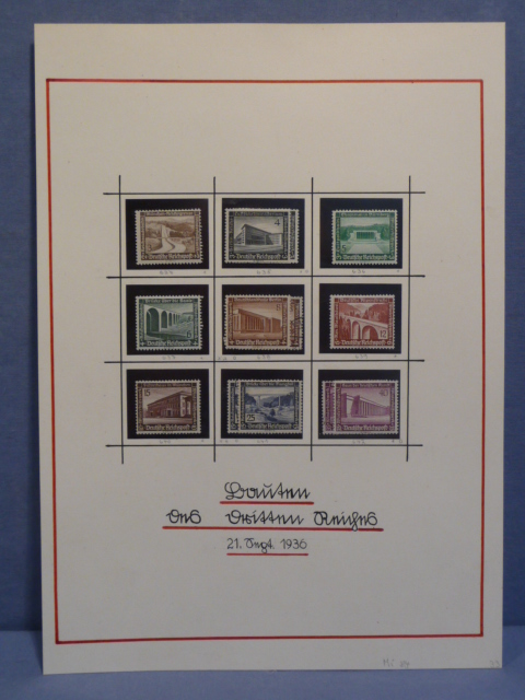 Original Nazi Era German Set of 1936 Stamps, MOUNTED