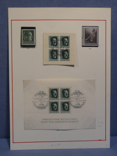 Original Nazi Era German Set of HITLER Stamps, MOUNTED