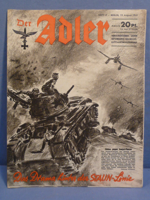 Original WWII German Luftwaffe Magazine Der Adler, August 1941