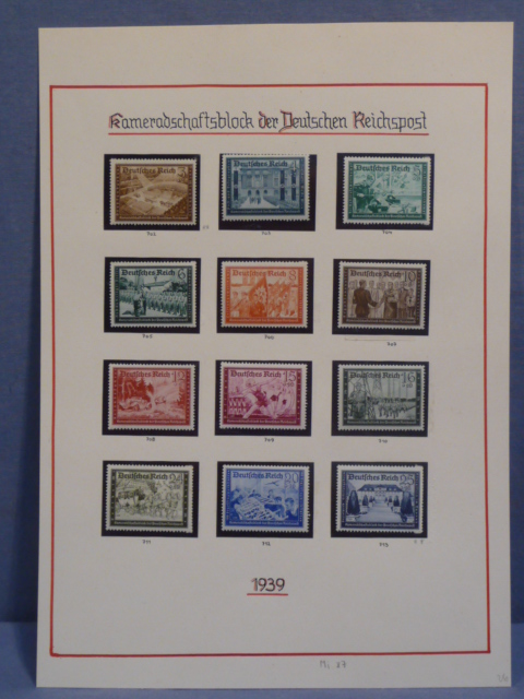 Original Nazi Era German 1939 Kameradschaftsblock Stamp Set, MOUNTED