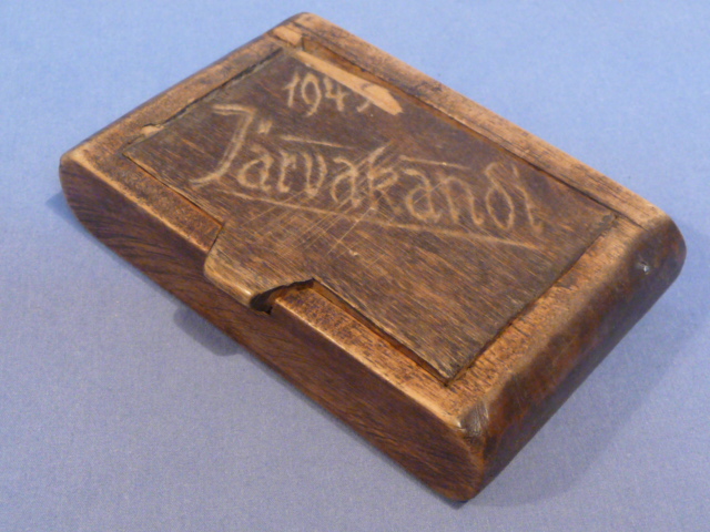 Original WWII German Hand Carved Wooden Box & Heart, Jarvakandi 1943