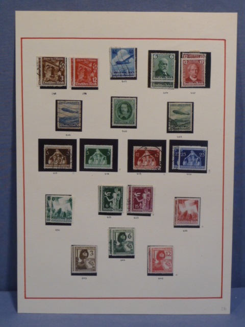 Original Nazi Era German Set of Stamps, MOUNTED