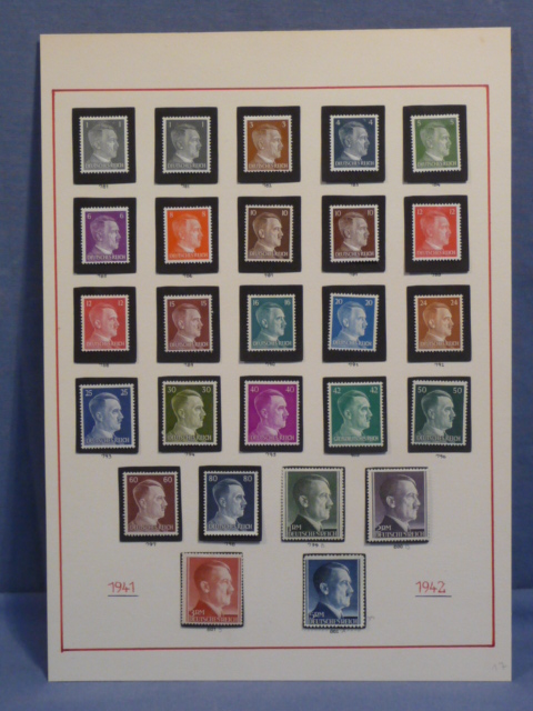 Original Nazi Era German Hitler Head 1941-1942 Stamp Set, MOUNTED