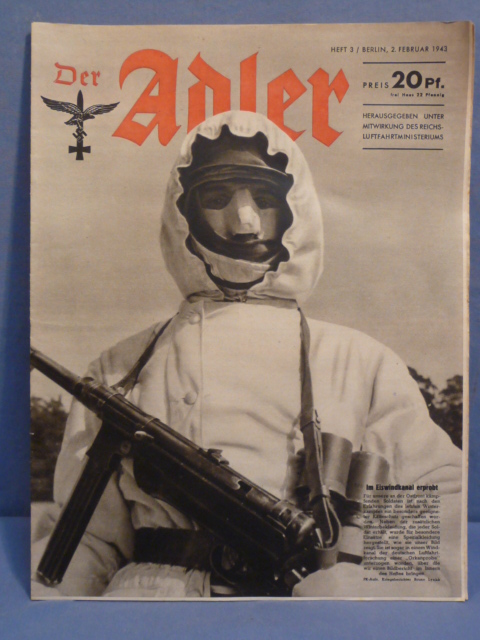 Original WWII German Luftwaffe Magazine Der Adler, February 1943