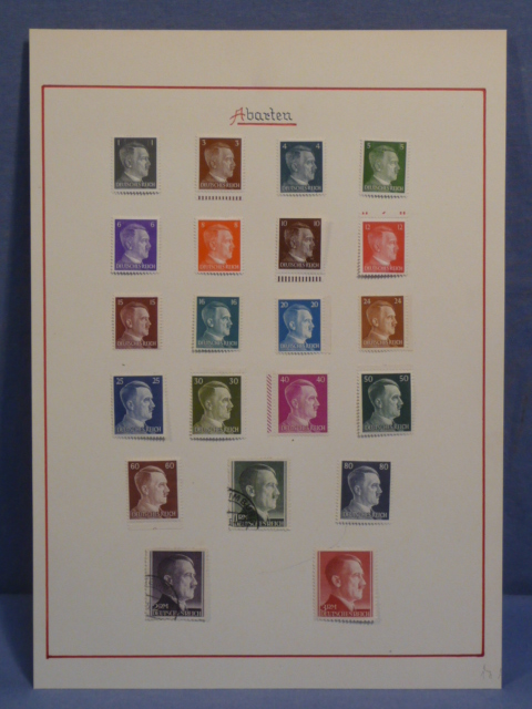 Original Nazi Era German Hitler Head Stamp Set, MOUNTED