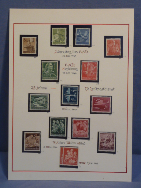 Original Nazi Era German RAD, Airmail and Mother & Children Stamp Set, MOUNTED