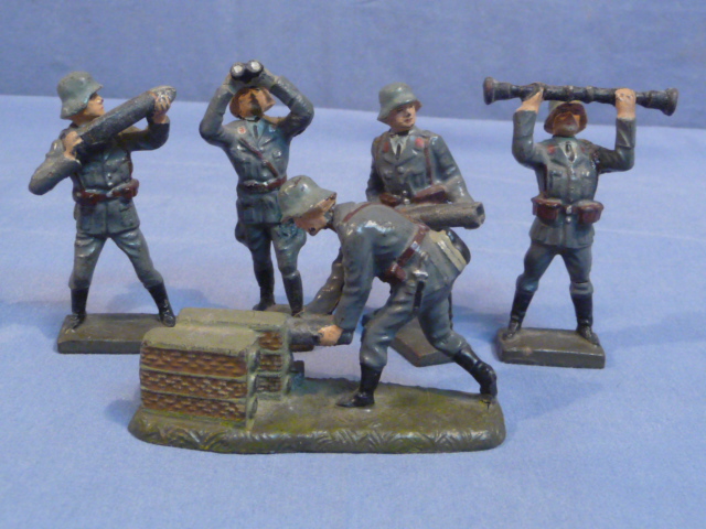 Original Nazi Era German Toy Soldier 8.8cm (88mm) FLAK Gun Crew, LINEOL