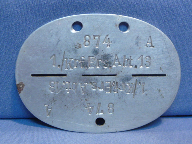 Original WWII German ID Tag (Erkennungsmarke), Krf. Ers. Abt. 13