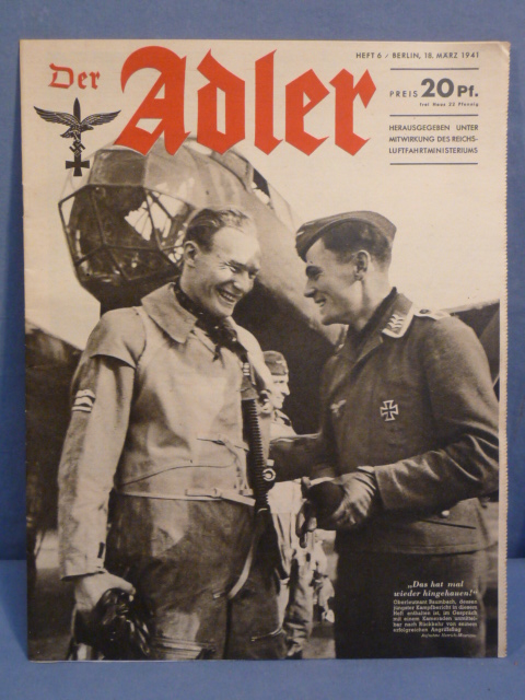 Original WWII German Luftwaffe Magazine Der Adler, March 1941