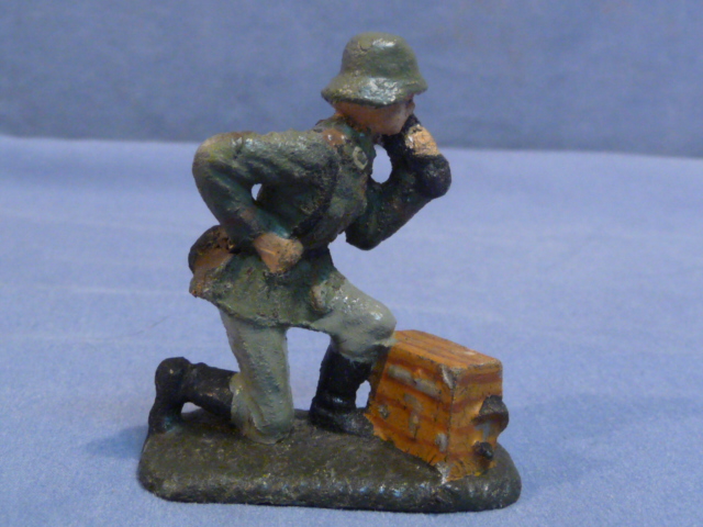 Original Nazi Era German Toy Soldier with Field Phone, LINEOL