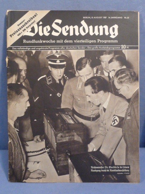 Original Nazi Era German Signals Weekly Magazine, Die Sendung GOEBBELS