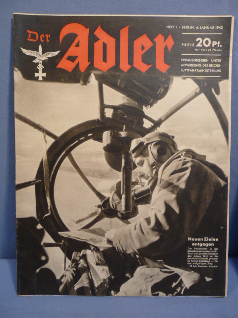 Original WWII German Luftwaffe Magazine Der Adler, January 1942