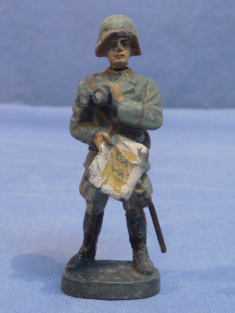 Original Nazi Era German Toy Soldier Officer w/Binoculars and Map, ELASTOLIN