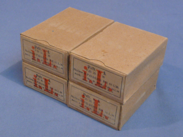Original WWII German Cardboard 8mm In Stripper Clips Ammunition Boxes, Set of 4