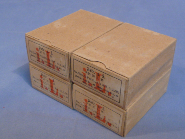 Original WWII German Cardboard 8mm In Stripper Clips Ammunition Boxes, Set of 4