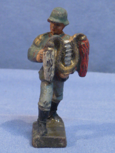 Original Nazi Era German Toy Soldier Marching with Jingling Johnny, LINEOL