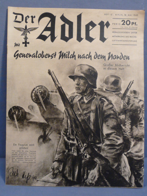 Original WWII German Luftwaffe Magazine Der Adler, May 1940