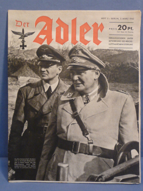 Original WWII German Luftwaffe Magazine Der Adler, March 1942