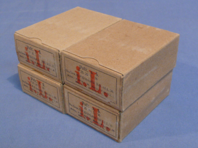 Original WWII German Cardboard 8mm In Stripper Clips Ammunition Boxes, Set of 4