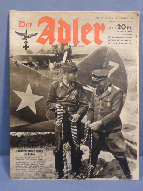 Original WWII German Luftwaffe Magazine Der Adler, October 1941
