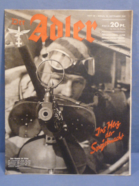 Original WWII German Luftwaffe Magazine Der Adler, September 1941